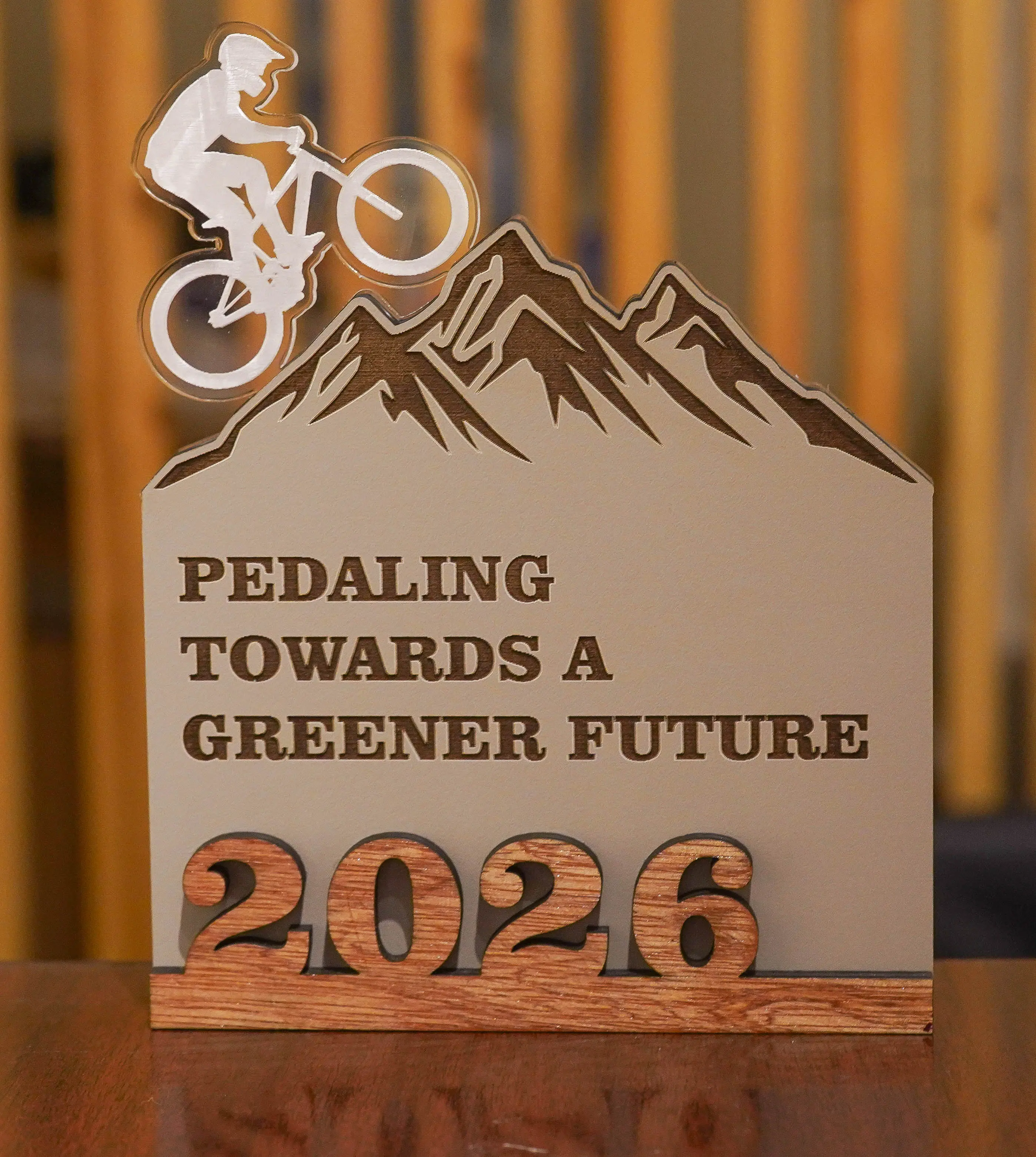 Mountain bike award with acrylic detail