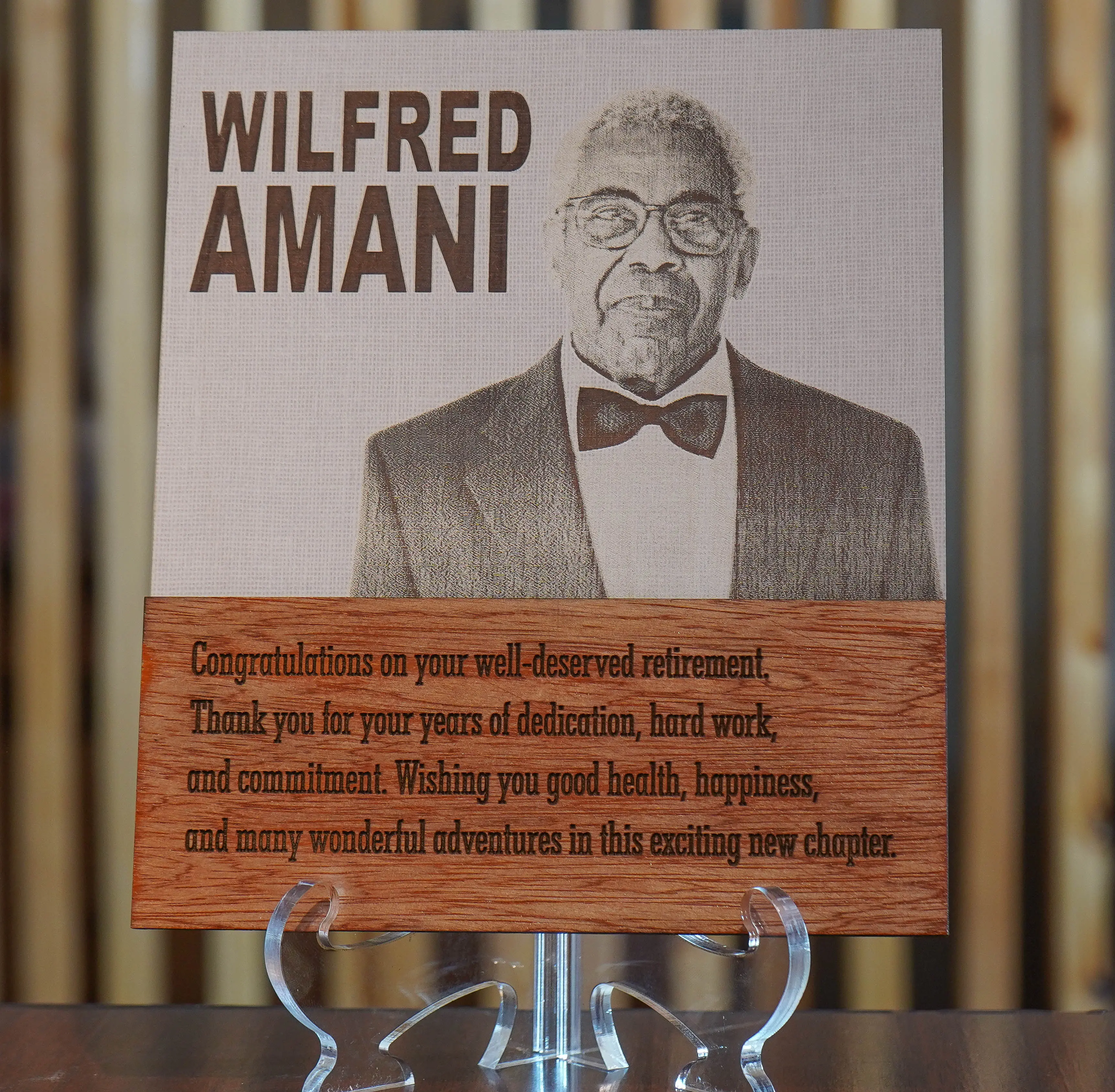 Custom retirement plaque