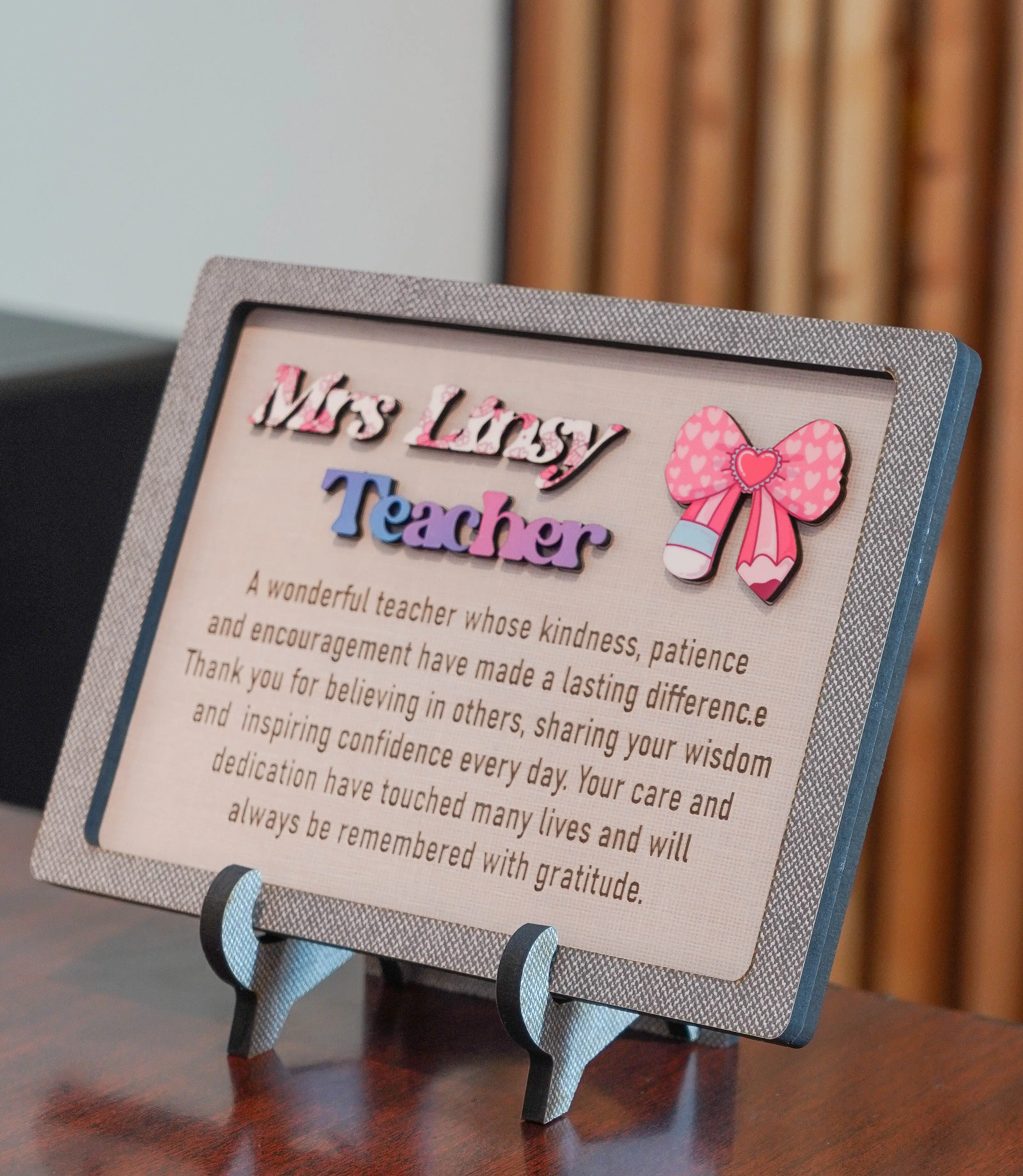 Custom teacher appreciation award