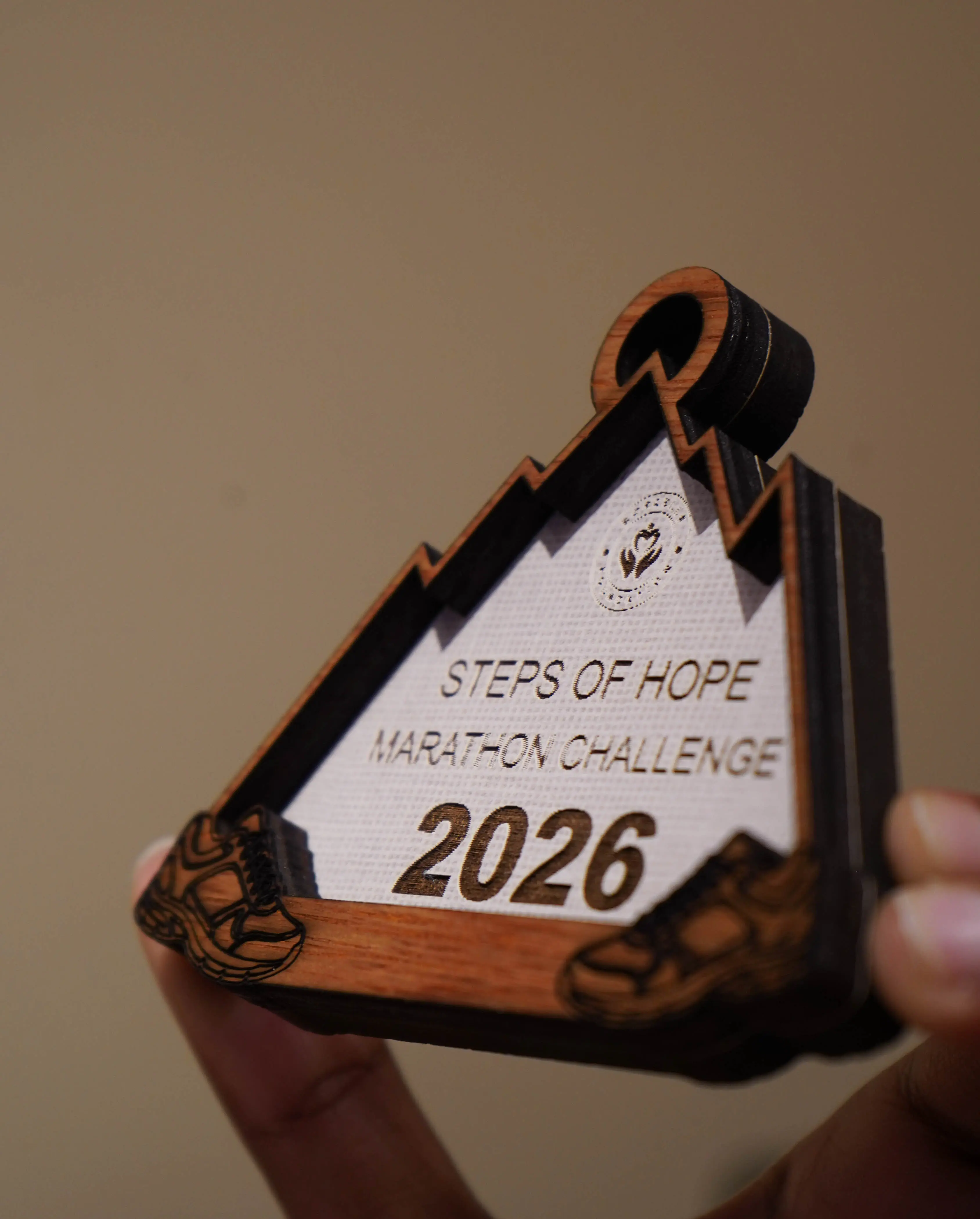 Custom Steps of Hope marathon medal